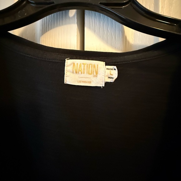 NATION Scoop Neck Top with Ruffled Sleeve in Black - Picture 2 of 5